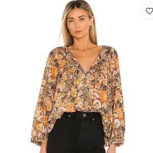 Free people Cool Meadow boho floral, printed peasant blouse